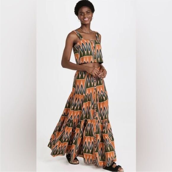 NWT Veronica Beard Tiffany Cropped Top in Tribal Print Linen Blend Tank Womens L - Picture 8 of 16